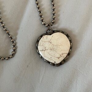 Heart Pendant Necklace with Silver Chain-pull over head -no clasp